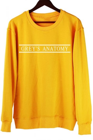 Fashion Letter GREY'S ANATOMY Printed Crewneck Long Sleeve Fit Sweatshirt