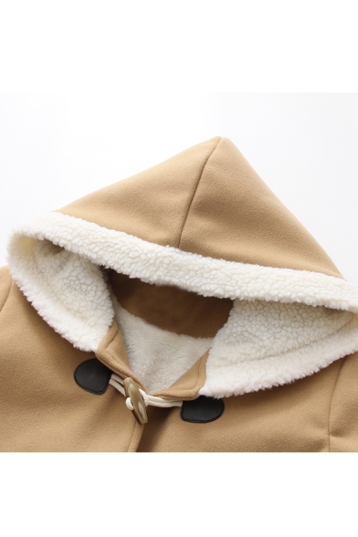 Winter's New Trendy Cartoon Cat Embroidered Pocket Hooded Long Sleeve Toggle Coat