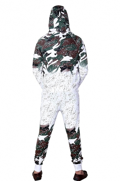 Chic Ombre Camouflage Printed Zip Up Hoodie Sports Casual Outfits Co-ords