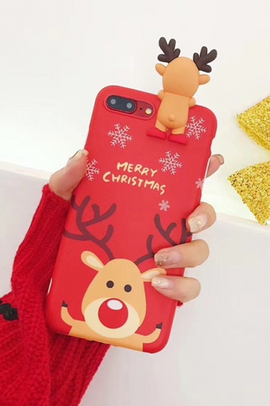 Cute Full Coverage Case Snowflake Cartoon Deer Printed iPhone Case