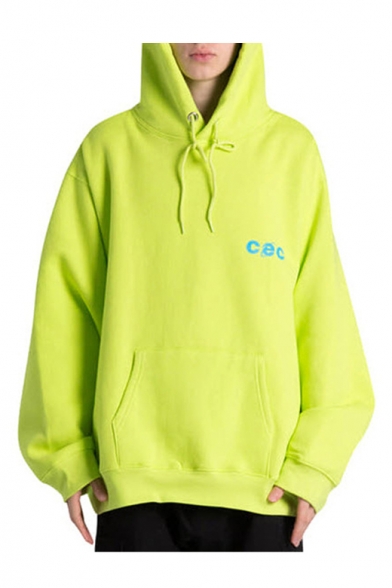 Simple Letter CEC Printed Long Sleeve Boxy Oversized Hoodie
