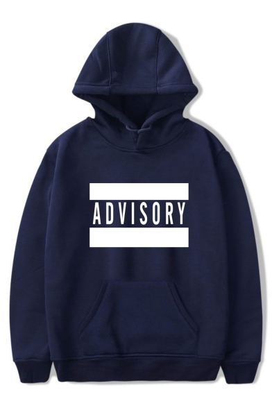 Unique ADVISORY Letter Print Long Sleeve Casual Loose Hoodie