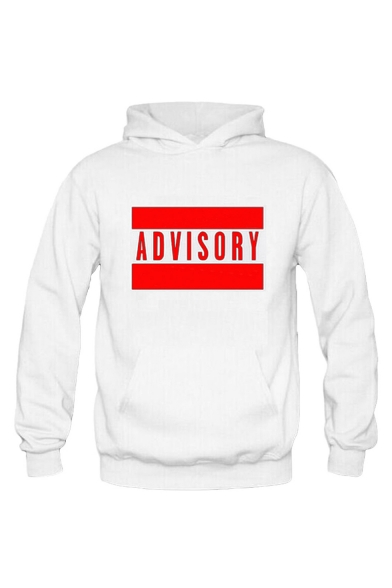 Unique ADVISORY Letter Print Long Sleeve Casual Loose Hoodie