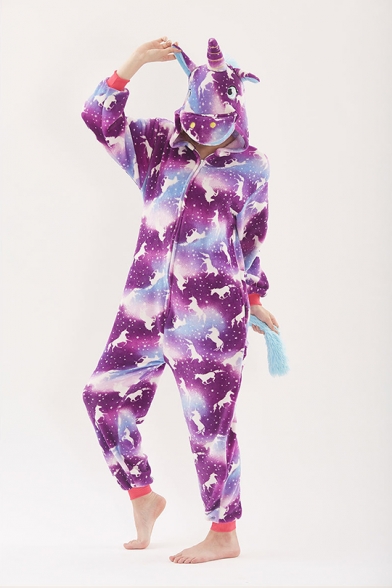Purple Pegasus Cosplay Unisex Fleece Onesie Costume Sleepwear Pajamas for Adult