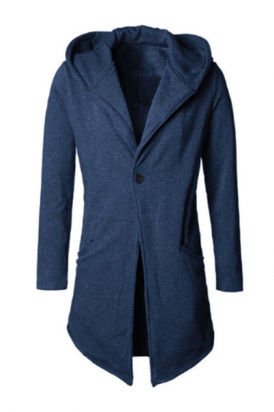 Trendy Hooded Long Sleeve Single Button Front Solid Slim Fitted Coat