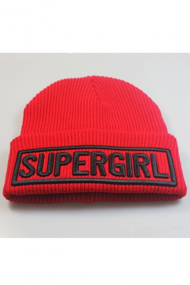 Autumn Stylish Letter SUPERGIRL Embroidered Knit Hat