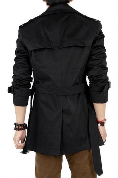 Men's Autumn New Trendy Notched Lapel Collar Long Sleeve Double Breasted Trench Coat
