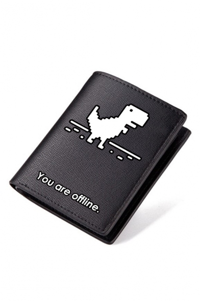 Unique IT Programmer Dinosaur YOU ARE OFFLINE Printed Black Wallet 9.5*11.5cm