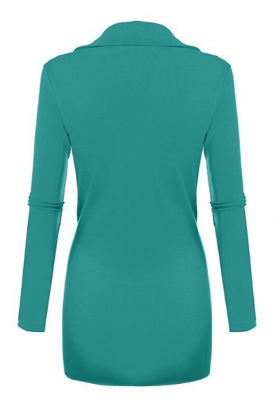Women's Trendy V-Neck Long Sleeve Solid Twist Waist Asymmetric Hem Tunic T-Shirt