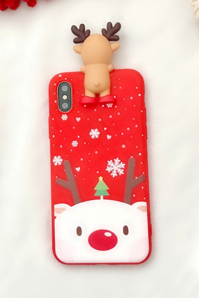 Cute Cartoon Bear Embellished Snowflake Printed Phone Case for iPhone