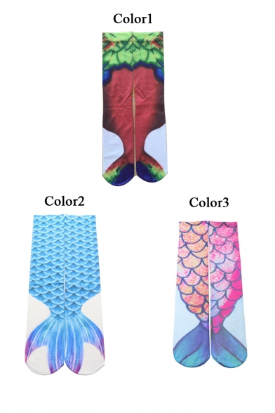 New Arrival Fish Scale Printed Knee-Length Mermaid Stockings