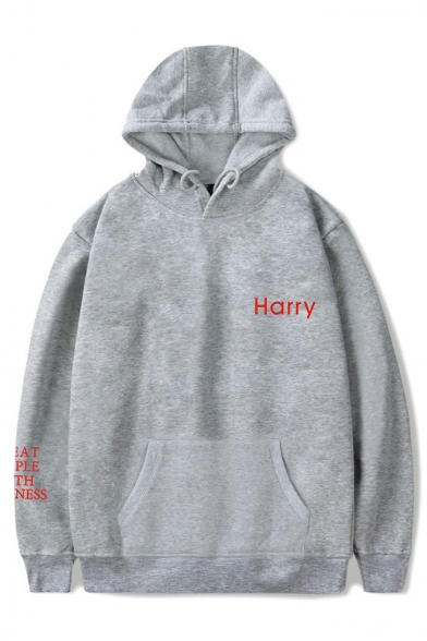 Letter HARRY STYLES TREAT PEOPLE WITH KINDNESS Printed Casual Loose Hoodie