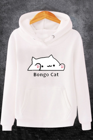 Unisex Fashion Letter BONGO CAT Printed Long Sleeve Casual Sports ...