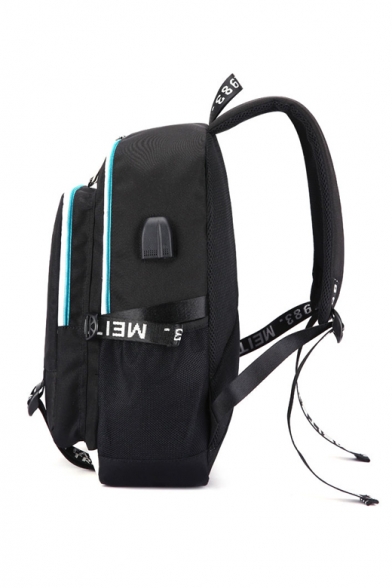 44*30*15cm Letter NASA Printed Casual Zipper Backpack School Bag with USB Charging for Juniors