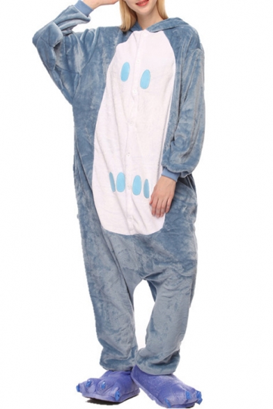 Blue Night Owl Cosplay Fleece Unisex Carnival Onesies Sleepwear Pajamas