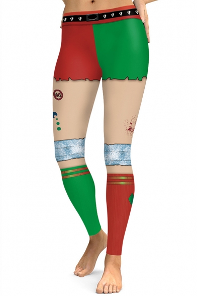 Classic Christmas Red and Green Skinny Fit Sports Leggings