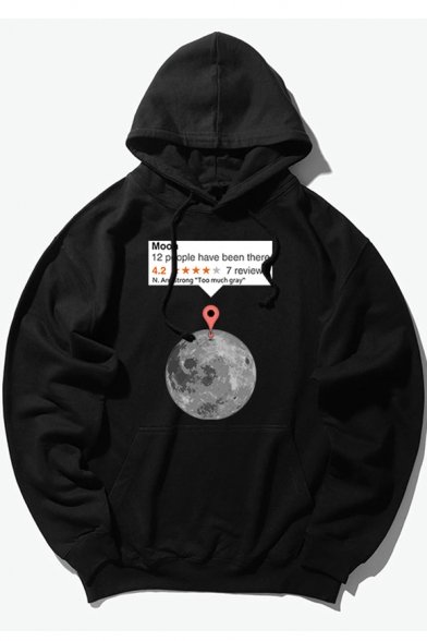 Funny Earth Location Letter Printed Unisex Long Sleeve Basic Hoodie