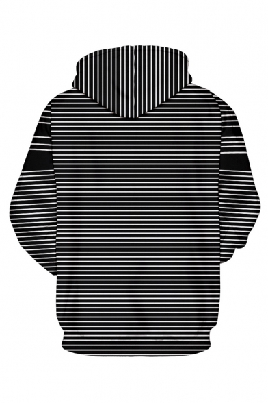 New Trendy 3D Striped Dog Pattern Long Sleeve Black Unisex Hoodie
