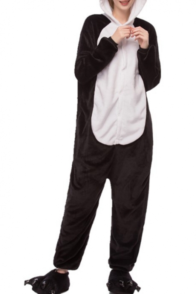 Black and White Panda Carnival Cosplay Onesie Costume Fleece Pajamas