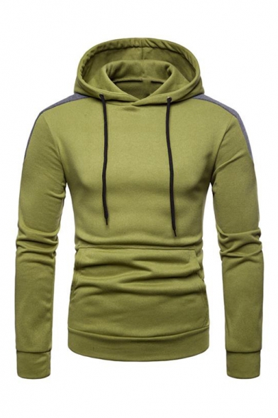 Trendy Color Block Patched Shoulder Long Sleeve Slim Fitted Hoodie