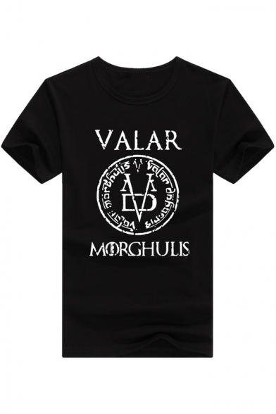VALAR MORGHULIS Fashion Letter Printed Short Sleeve Round Neck Loose Casual T-Shirt