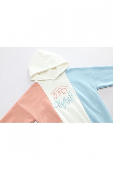 Winter's Chic Letter Printed Color Block Long Sleeve Casual Leisure Hoodie