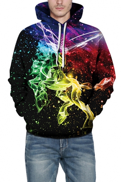 Hot Fashion Galaxy Printed Long Sleeve Sports Leisure Hoodie for Couple