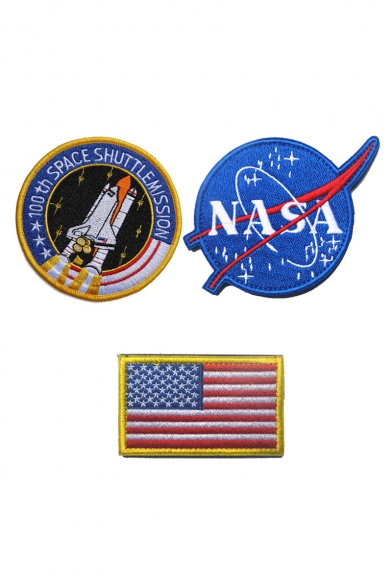 Unique Fashion Letter NASA Embroidered Blue Three-Piece Velcro Tape Badge