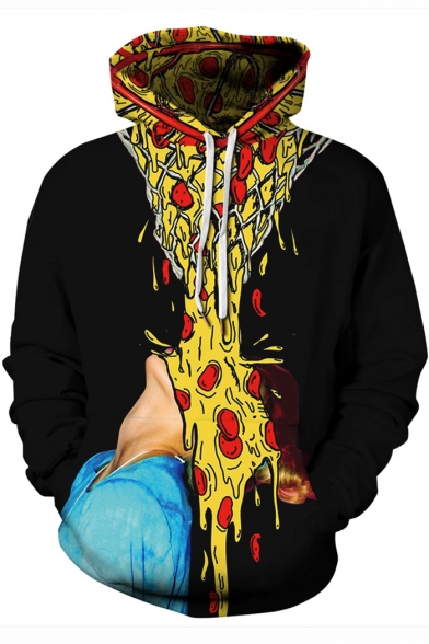 Winter's New Arrival Long Sleeve 3D Abstract Painting Print Black Hoodie