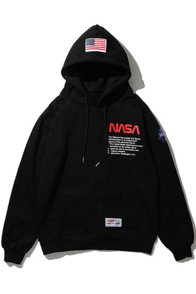 Oversize Long Sleeve Letter NASA Printed Unisex Chic Hoodie for Couple ...