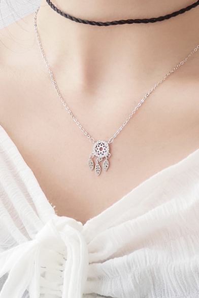 Silver Diamond Fashion Dream Catcher Design Necklace for Girls