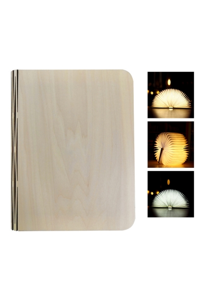 Stylish Book-Shaped Wood Grain USB Charge LED Lamp 22*16*2.5cm