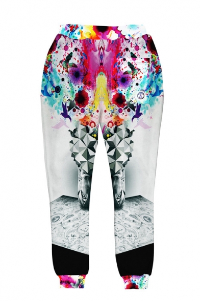 3D Abstract Painting Printed Elastic Waist Sports Sweatpants