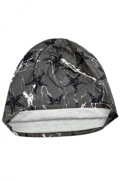 Autumn New Trendy Hip Hop Style Star Printed Double Layered Cotton Beanie