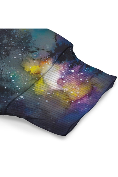 Moon Star Galaxy Unicorn Pattern Round Neck Long Sleeve Navy Sweatshirt
