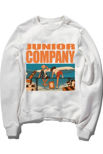 Cartoon Junior Company Character Printed Round Neck Long Sleeve Sweatshirt