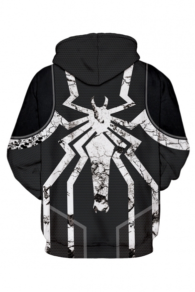 Dark Gray Spider Pattern Long Sleeve Unisex Sports Hoodie