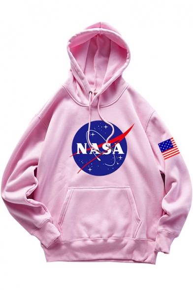 Hot Fashion Letter Logo NASA Printed Long Sleeve Unisex Loose Fitted Hoodie
