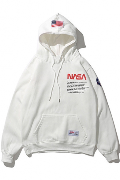 Oversize Long Sleeve Letter NASA Printed Unisex Chic Hoodie for Couple