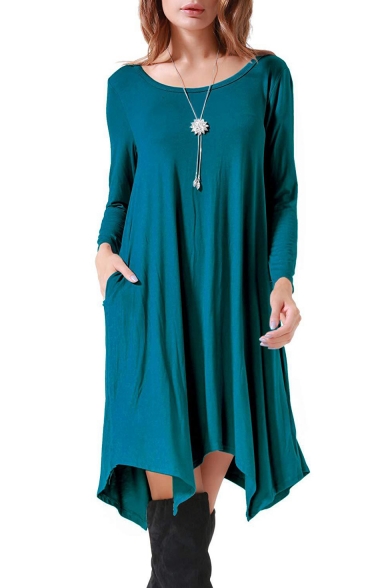 shift midi dress with sleeves