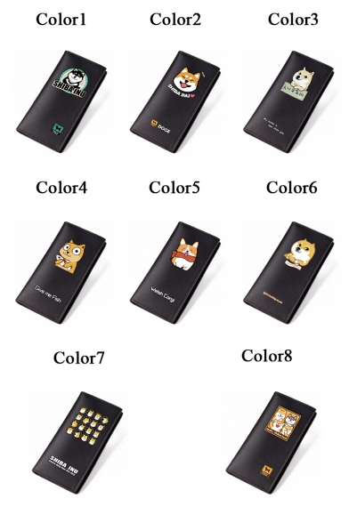 Cute Cartoon Dog Pattern Black Wallet for Juniors 9.5*18.3cm