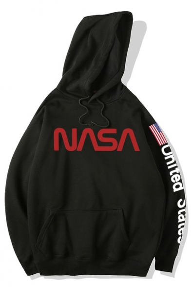 Letter NASA Printed Long Sleeve Hip Hop Style Hoodie for Men