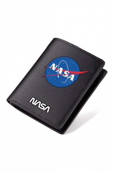 Men's New Stylish NASA Letter Pattern Black Wallet 9.5*11.5cm