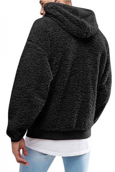 Men's Winter Fashion Long Sleeve Fleece Casual Loose Hoodie with Pockets