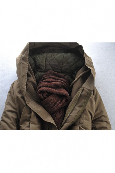 hooded double zip up padded parka coat