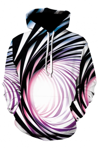 New Stylish 3D Striped Whirlpool Print Long Sleeve Sports Casual Hoodie