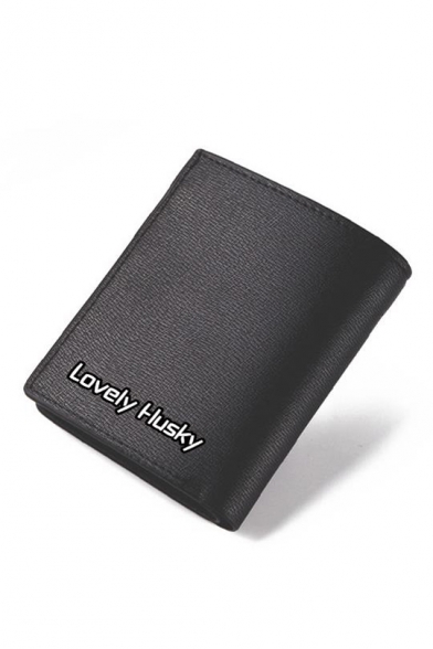 Lovely Cartoon Husky Pattern Stylish Black Wallet Purse 9.5*11.5cm