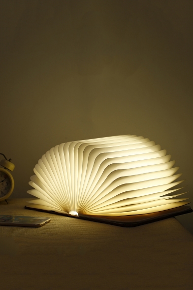 Stylish Book-Shaped Wood Grain USB Charge LED Lamp 22*16*2.5cm