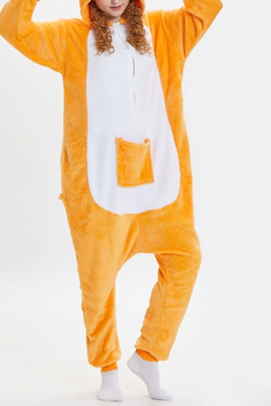 Yellow Kangaroo Cosplay Unisex Fleece Onesie Costume Carnival Pajamas
