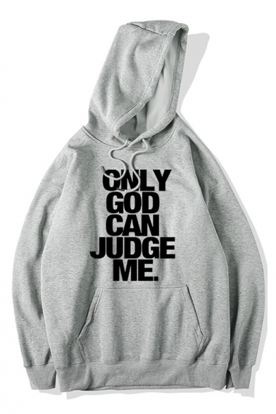Hip Hop Style Long Sleeve Letter ONLY GOD CAN JUDGE ME Printed Loose Hoodie